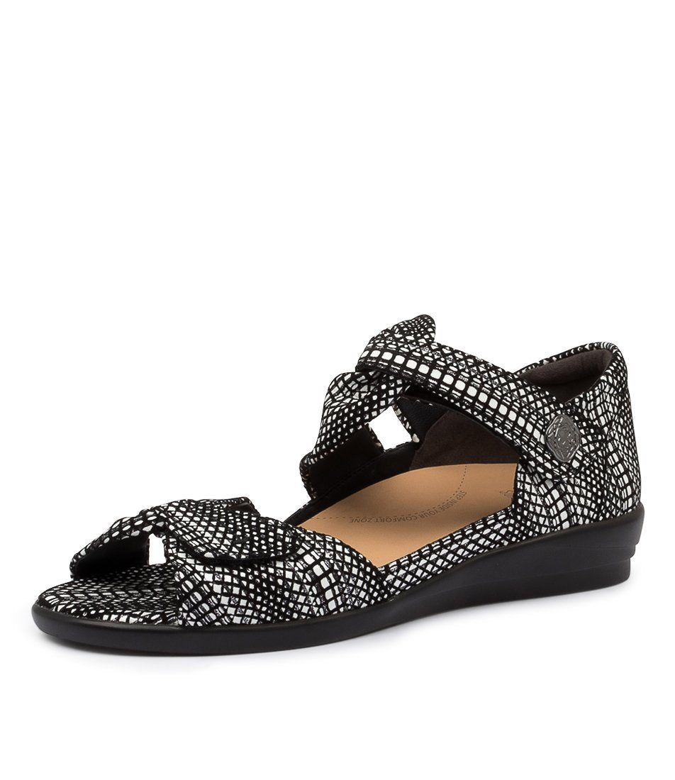 Black White Women Ziera Doxie (Wide) Sandals | Z-847239