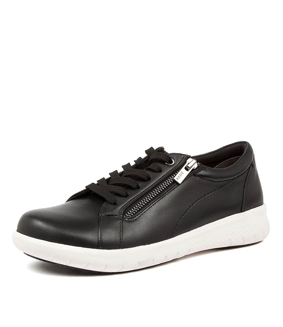 Black / White Women Ziera Solar (Extra Wide, Adjustable Fit) Sneakers | Z-659142