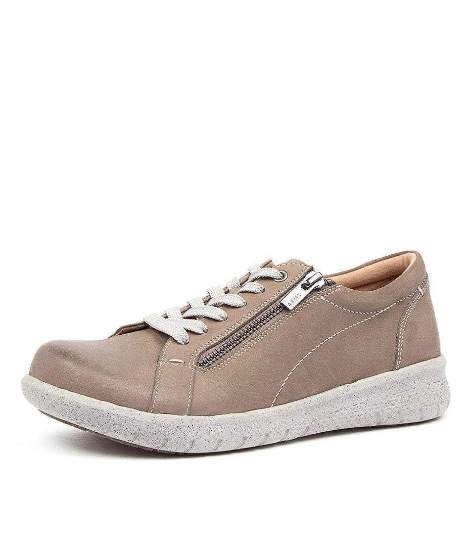 Grey Brown Women Ziera Solar (Extra Wide, Adjustable Fit) Sneakers | Z-590832